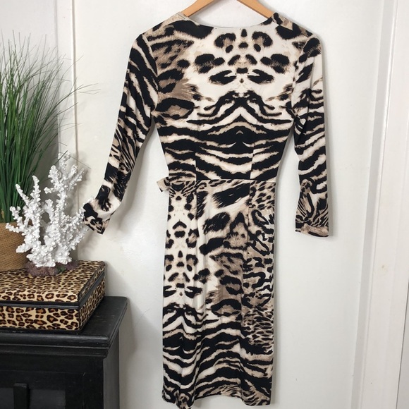 INC Animal Print  Leopard Tiger‎ Zebra Safari Stretch Knit Wrap Dress Sz XS - Picture 12 of 12
